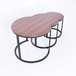 Q&p Furniture Oslo Nesting Coffee Tables 3 Piece Set Walnut Wood-Effect & Black Frame Model - thumbnail 3