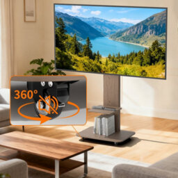 Aesome Mobile Tv Floor Stand For 40-75 Inch Tvs With Wheels, 2 Shelves, Adjustable Height & Tilt, 60Kg Capacity - thumbnail 5