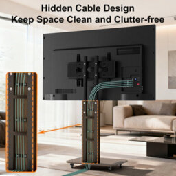 Aesome Mobile Tv Floor Stand For 40-75 Inch Tvs With Wheels, 2 Shelves, Adjustable Height & Tilt, 60Kg Capacity - thumbnail 8