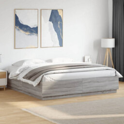 Berkfield Bed Frame With Led Without Mattress Grey Sonoma 180X200 Cm Super King - thumbnail 1