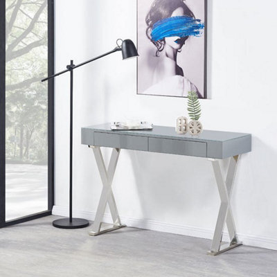 Furniture in Fashion Mayline Glass Top High Gloss Console Table In Grey - image 1