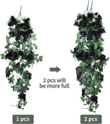 Flowers Artificial Hanging Plants 2Pcs 3.3Ft Rose Vine For Home Room Garden Wedding Indoor Outdoor Decoration (Black) - thumbnail 4