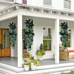 Flowers Artificial Hanging Plants 2Pcs 3.3Ft Rose Vine For Home Room Garden Wedding Indoor Outdoor Decoration (Black) - thumbnail 7