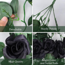 Flowers Artificial Hanging Plants 2Pcs 3.3Ft Rose Vine For Home Room Garden Wedding Indoor Outdoor Decoration (Black) - thumbnail 3