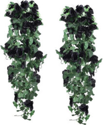 Flowers Artificial Hanging Plants 2Pcs 3.3Ft Rose Vine For Home Room Garden Wedding Indoor Outdoor Decoration (Black)