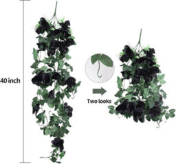 Flowers Artificial Hanging Plants 2Pcs 3.3Ft Rose Vine For Home Room Garden Wedding Indoor Outdoor Decoration (Black) - thumbnail 8