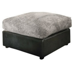 Furnishings For Less UK Luca Black And Grey Portobello Fabric And Leather Like Trim Footstool Sofa Accessory