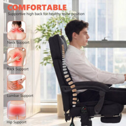 Massage Office Chair Heated Reclining Computer Chair With Wheels - thumbnail 3