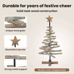 Vidaxl Christmas Tree With Stand Brown 90 Cm Solid Teak Wood - thumbnail 8