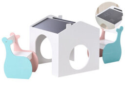 Wyld And Coco Littlejoy 2-Seat Kids Table Set With Blackboard Top, Multicolour Chairs - thumbnail 3