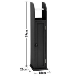 Taylor & Brown Grey Wooden Toilet Paper Holder Cabinet With Shelf, Free Standing Bathroom Tissue Storage, 18X20X79Cm (Black) - thumbnail 7