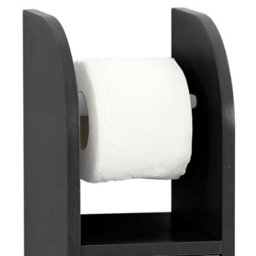 Taylor & Brown Grey Wooden Toilet Paper Holder Cabinet With Shelf, Free Standing Bathroom Tissue Storage, 18X20X79Cm (Black) - thumbnail 5