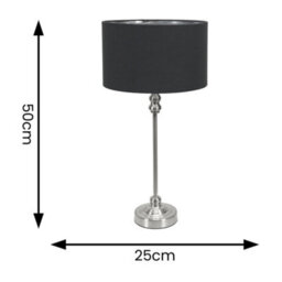 Valuelights Maggie Chrome Candlestick Table Lamp With Black And Chrome Inner Lamp Shade - thumbnail 5