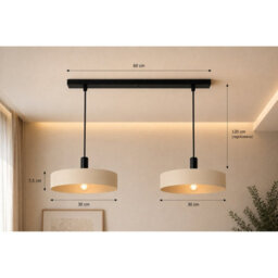Luminosa Lighting Luminosa Latte Bar Pendant Ceiling Light Beige 2X E27 - thumbnail 4