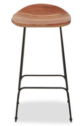 Orsina Black Frame Bar Stool With Wooden Seat, Kitchen Bar Stool With Footrest, Metal Bar Stool For Home - thumbnail 3