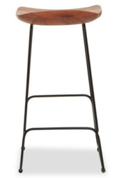 Orsina Black Frame Bar Stool With Wooden Seat, Kitchen Bar Stool With Footrest, Metal Bar Stool For Home - thumbnail 5