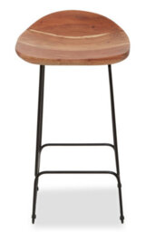 Orsina Black Frame Bar Stool With Wooden Seat, Kitchen Bar Stool With Footrest, Metal Bar Stool For Home - thumbnail 2