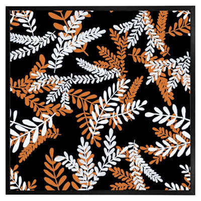"Andrew Lee White & Orange Olive Leaves (Picutre Frame) / 20X20"" / Brown" - image 1