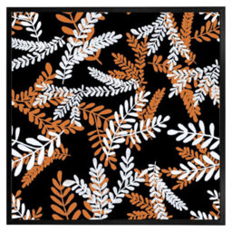 "Andrew Lee White & Orange Olive Leaves (Picutre Frame) / 20X20"" / Brown" - thumbnail 2