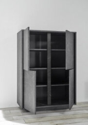 FurniComp LTD Furnicomp Glacia 4 Door 145Cm Black Marble Highboard - thumbnail 2