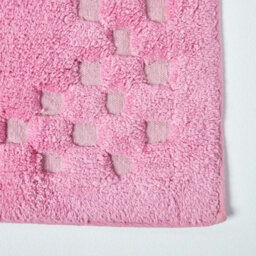 Homescapes Cotton Check Border Pink Bath Mat - thumbnail 2