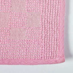 Homescapes Cotton Check Border Pink Bath Mat - thumbnail 4