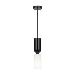 Luminosa Lighting Luminosa Memory Modern Slim Pendant Ceiling Light Black 1Xe14 White, Black Shade - thumbnail 1