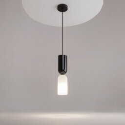 Luminosa Lighting Luminosa Memory Modern Slim Pendant Ceiling Light Black 1Xe14 White, Black Shade - thumbnail 2