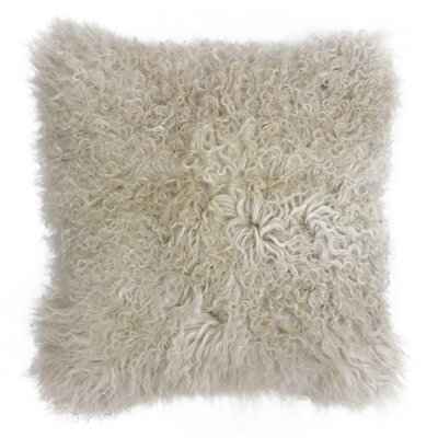 Paoletti Mongolian Natural Sheepskin Polyester Filled Cushion