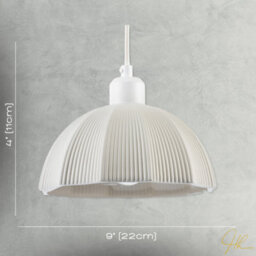 Happy Homewares Frosted White Ceramic Umbrella Pendant Light Shade With Etched Lines - thumbnail 7