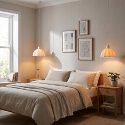 Happy Homewares Frosted White Ceramic Umbrella Pendant Light Shade With Etched Lines - thumbnail 6