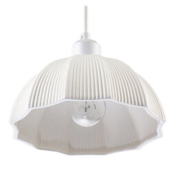 Happy Homewares Frosted White Ceramic Umbrella Pendant Light Shade With Etched Lines - thumbnail 5