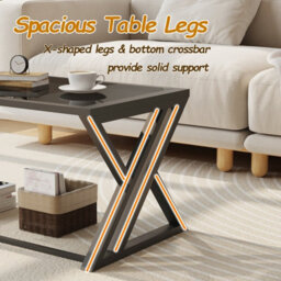 Huhote Modern Open Design Rectangular Grey Glass Coffee Table Black Metal Frame 39X19X18 In End Side Table Beside Table For Home - thumbnail 4