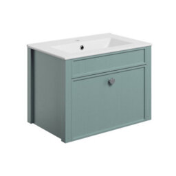 * Exbury Sea Green Ash Wall-Mounted Vanity Unit & Basin Set (W)605mm (H)443mm
