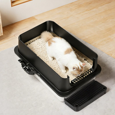 Skylos Cat Litter Box Stainless Steel Enclosed Toilet Tray Anti-Splashing - image 1