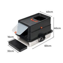 Skylos Cat Litter Box Stainless Steel Enclosed Toilet Tray Anti-Splashing - thumbnail 4