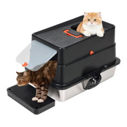 Skylos Cat Litter Box Stainless Steel Enclosed Toilet Tray Anti-Splashing - thumbnail 2
