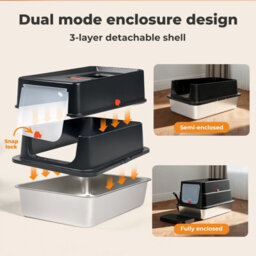 Skylos Cat Litter Box Stainless Steel Enclosed Toilet Tray Anti-Splashing - thumbnail 7