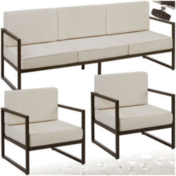 Tectake Garden Furniture Comosa - For 5 People, Xxl Padding, 1 Sofa, 2 Armchairs - Brown/beige - 1