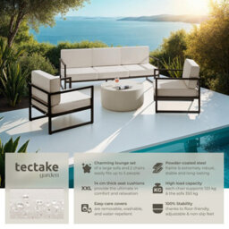 Tectake Garden Furniture Comosa - For 5 People, Xxl Padding, 1 Sofa, 2 Armchairs - Brown/beige - 1 - thumbnail 2