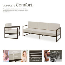 Tectake Garden Furniture Comosa - For 5 People, Xxl Padding, 1 Sofa, 2 Armchairs - Brown/beige - 1 - thumbnail 3