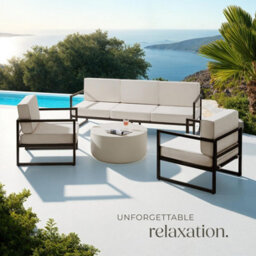 Tectake Garden Furniture Comosa - For 5 People, Xxl Padding, 1 Sofa, 2 Armchairs - Brown/beige - 1 - thumbnail 8
