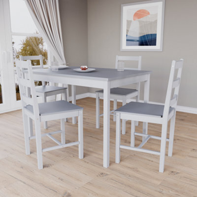 Lassic Vida Designs Yorkshire 4 Seater Dining Set, White & Grey - image 1
