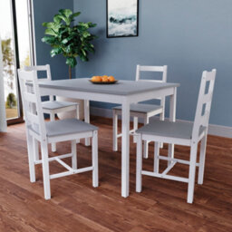 Lassic Vida Designs Yorkshire 4 Seater Dining Set, White & Grey - thumbnail 3