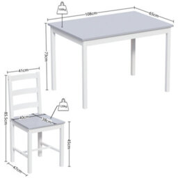 Lassic Vida Designs Yorkshire 4 Seater Dining Set, White & Grey - thumbnail 2