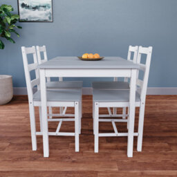 Lassic Vida Designs Yorkshire 4 Seater Dining Set, White & Grey - thumbnail 4