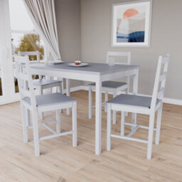 Lassic Vida Designs Yorkshire 4 Seater Dining Set, White & Grey - thumbnail 1