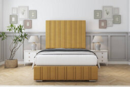 "Sloomy Langston Mustard Plush Bed Frame With Mattress With 50"" Upholstered Headboard 5' King" - thumbnail 1