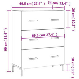 Vidaxl Sideboard Grey Sonoma 69.5X34X90 Cm Engineered Wood - thumbnail 3