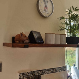 Garden Troughs and Planters Rustic Wood Shelf, Reclaimed Scaffold Board 50Cm Long With Brackets And Fixings - Vintage Pine - thumbnail 2